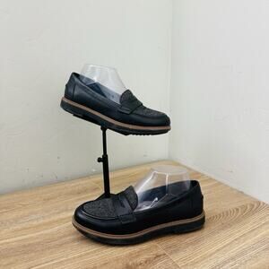 Clarks Raisie Eletta Black Leather Penny Loafers Women’s Size 6.5